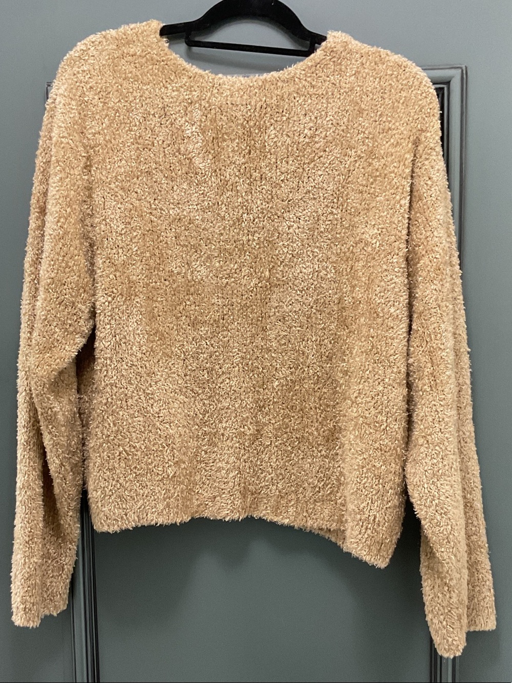 Sigrid Olsen Plush Crewneck Sweater in Camel Tan w/gold threads - Picture 3 of 3